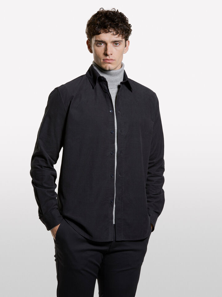 Dark gray corduroy shirt - men's regular fit shirts - Dark Gray | Sisley image number 3